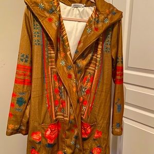 Gold floral colored full length coat